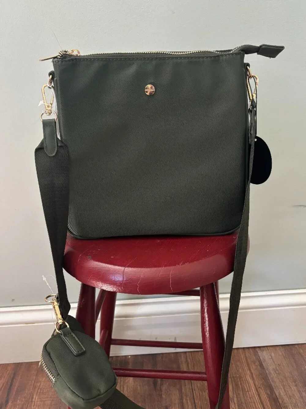 Mali + Lili Olive Green Crossbody Bag with Pouch 2 Piece Set NWT